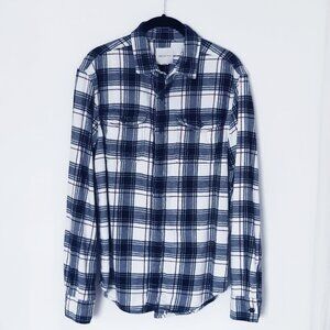 American Eagle Men's Size Medium Blue Plaid Button Down Shirt Long Sleeve Cotton